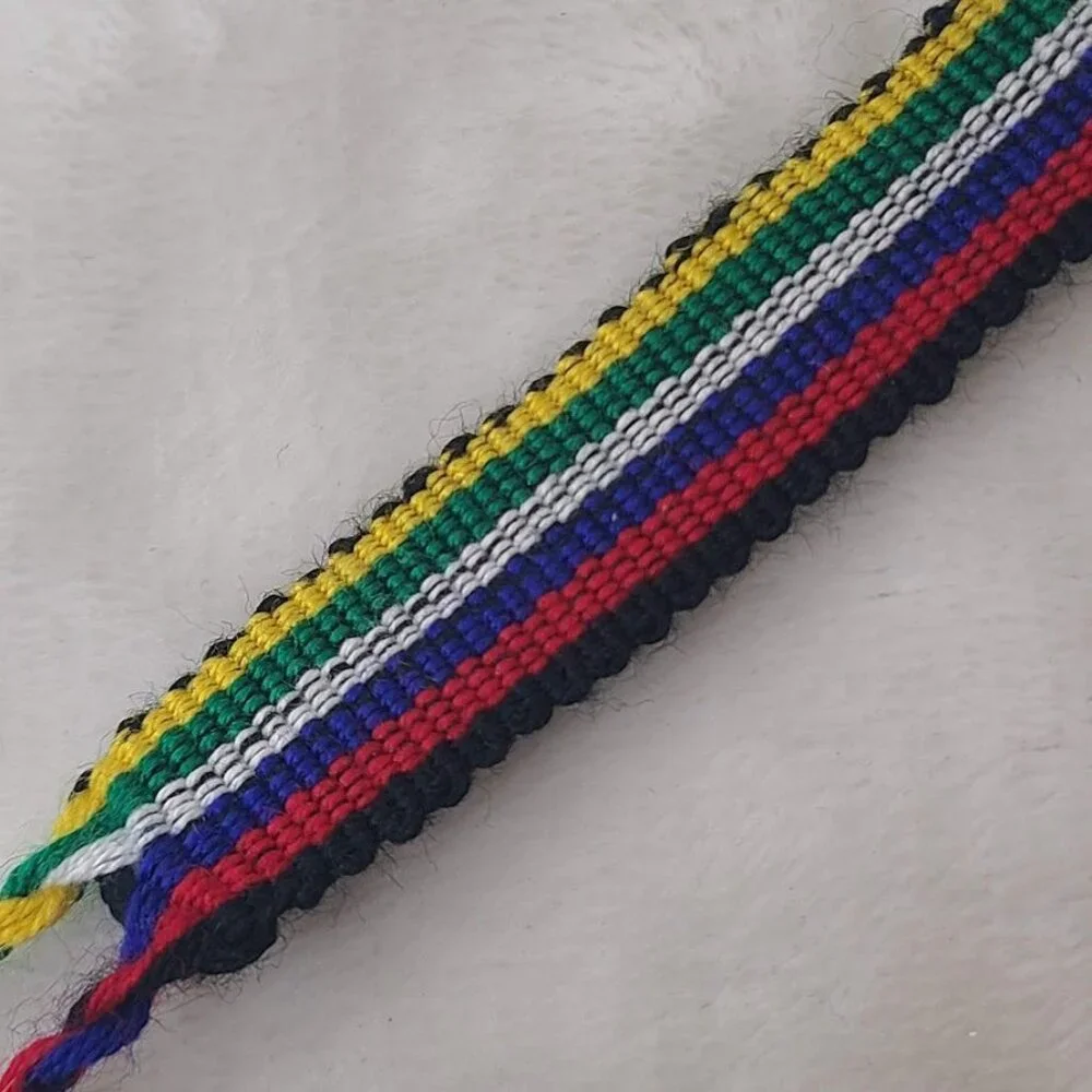 Hand Woven Braided Friendship Bracelet Black Red Blue White Green Yellow - Picture 5 of 12